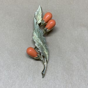 Vintage Sarah Coventry Signed Orange Flower Brooch Pin